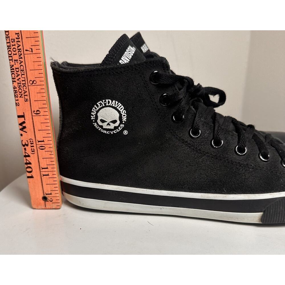 Harley Davidson Men’s Baxter Hi Top Leather Sneakers Mens Sz 10 Black Moto Biker - Picture 4 of 14
